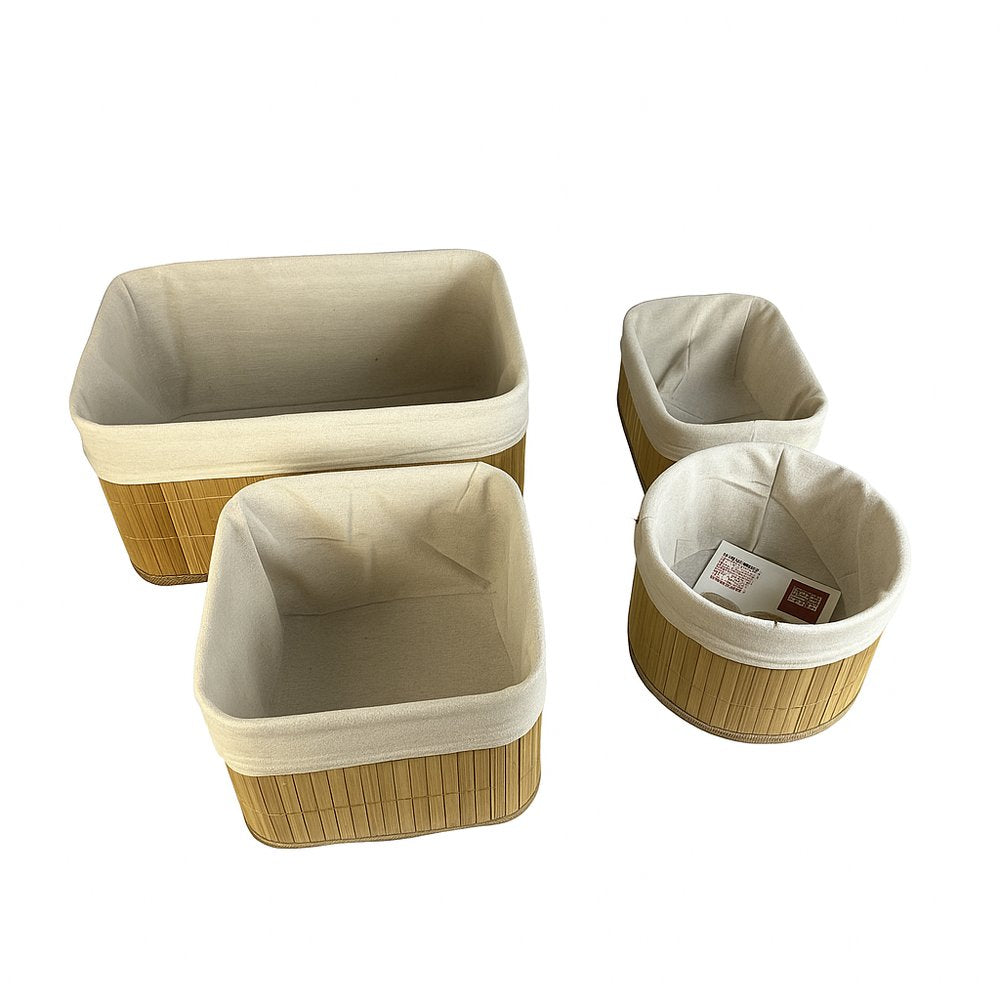 Conjunto 4 Cesto Organizador Multiuso em Bambu