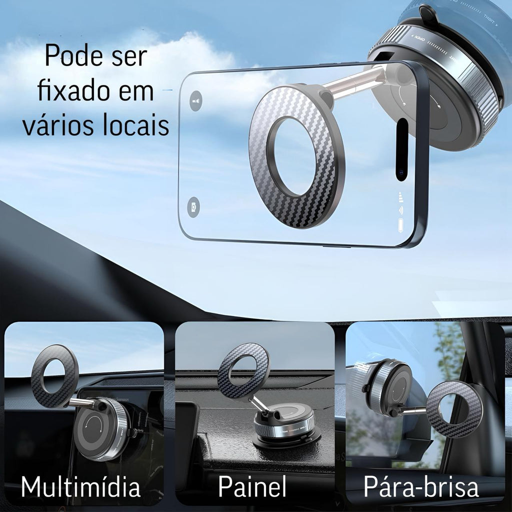 Suporte Celular Magnético Rotativo Dobrável Com Ventosa Kingo S600