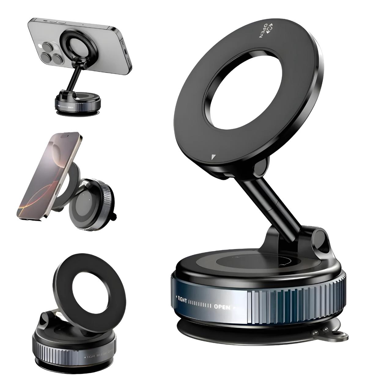 Suporte Celular Magnético Rotativo Dobrável Com Ventosa Kingo S600