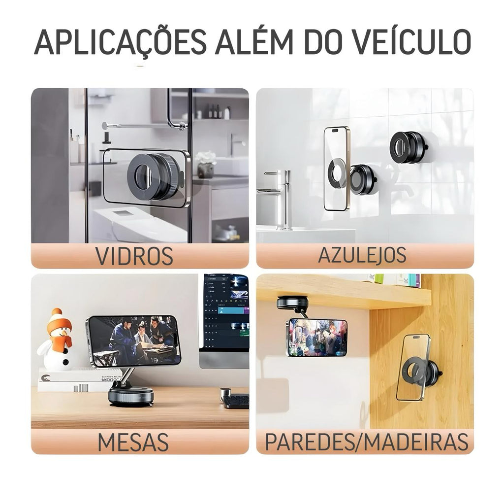 Suporte Celular Magnético Rotativo Dobrável Com Ventosa Kingo S600